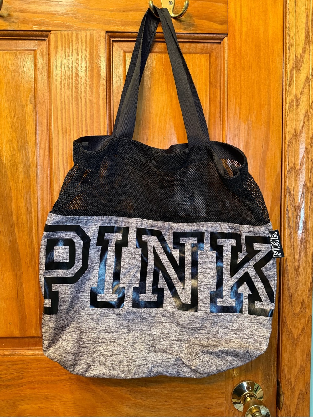 PINK Victoria's Secret Black and Heather Gray Mesh Tote